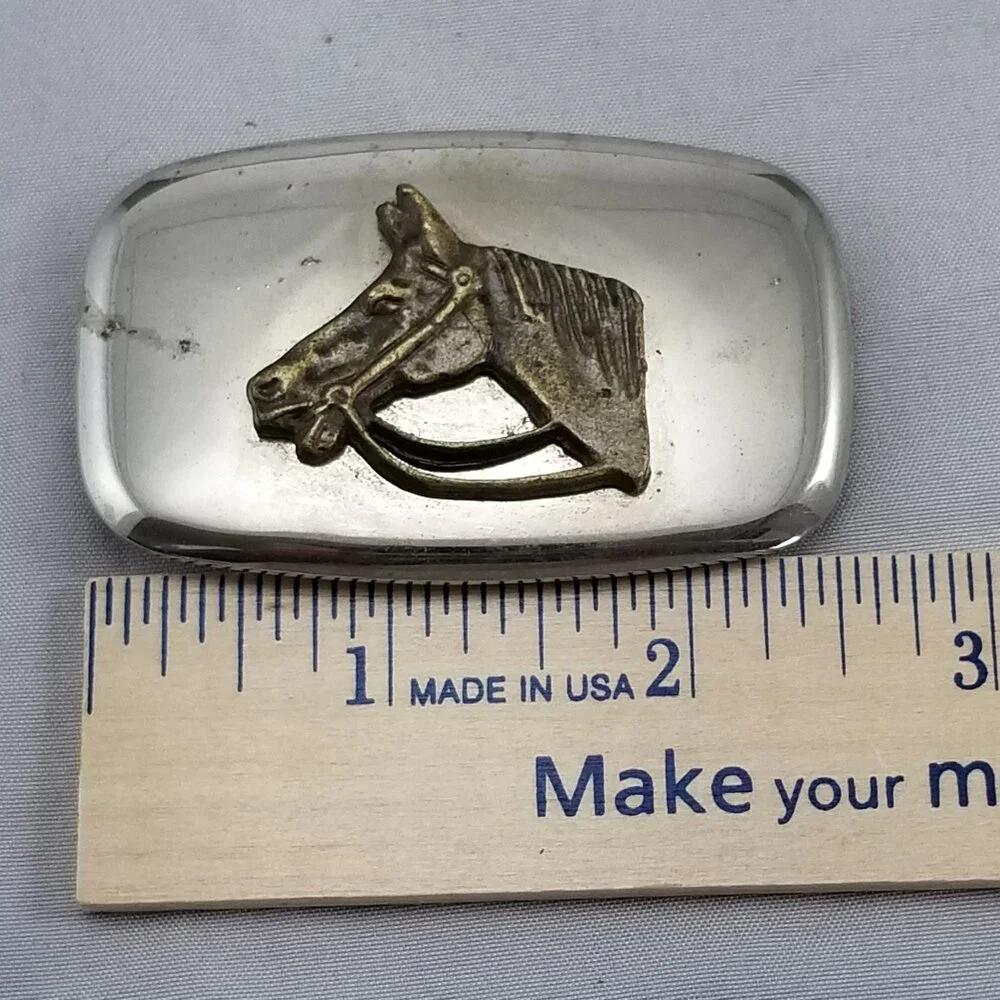 Vintage Belt‎ Buckle Small Horse Head Western Shiny Made In The USA Gift - Picture 11 of 11